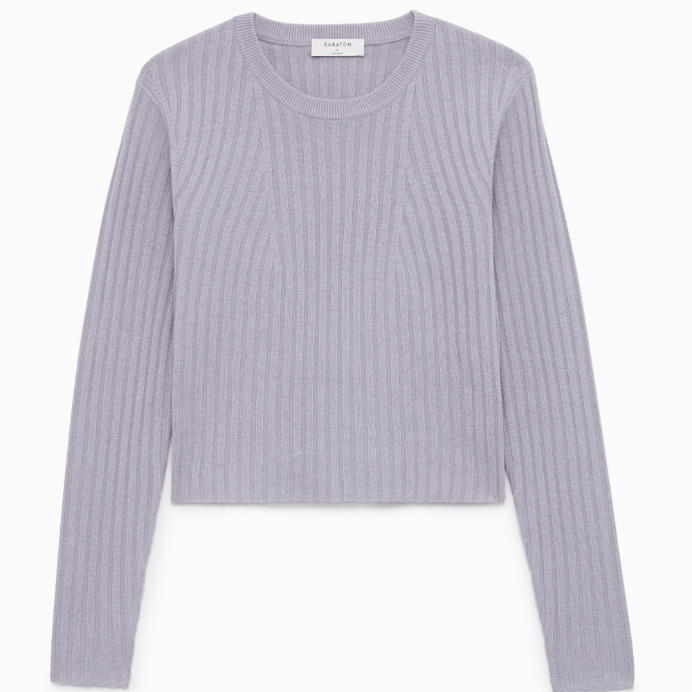 Aritzia Ribbed Crew Neck Sweater in Light Lavender